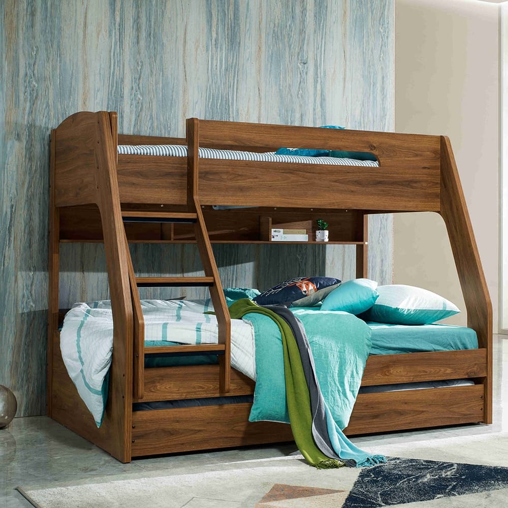 Lifestyle image of the  Rhino (Rustic Walnut) Sb/Db Bunk W/Trundle from Forty Winks
