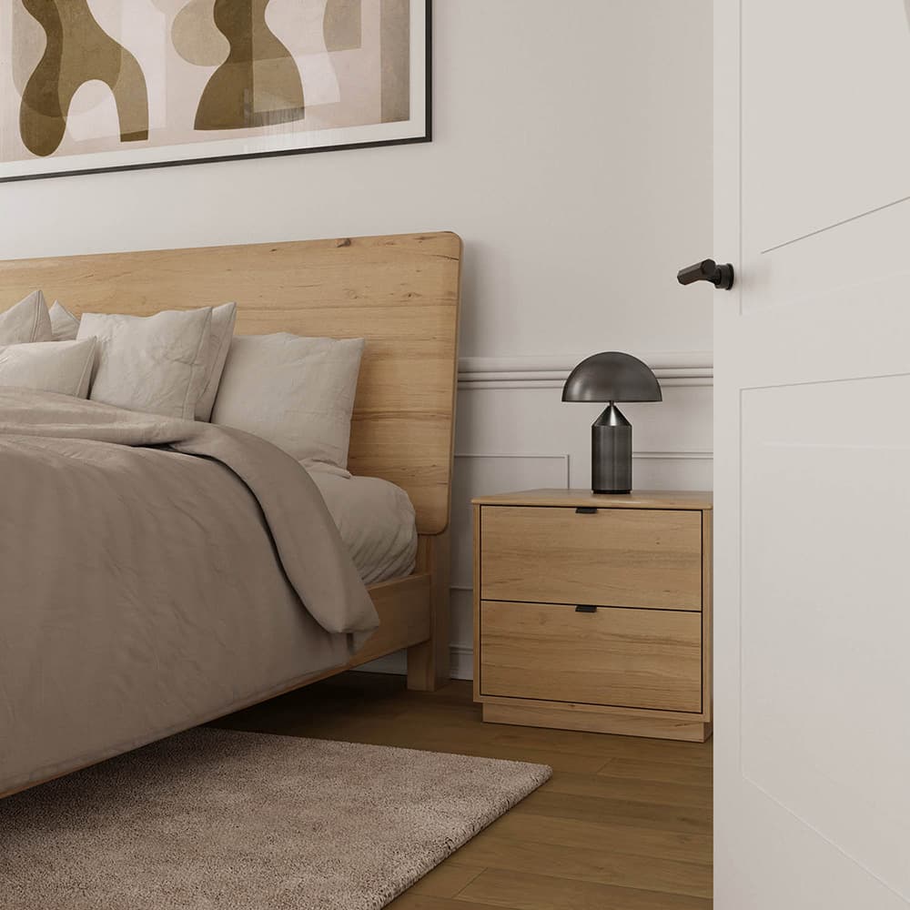 Lifestyle image of the  Malibu Bedside Table from Forty Winks