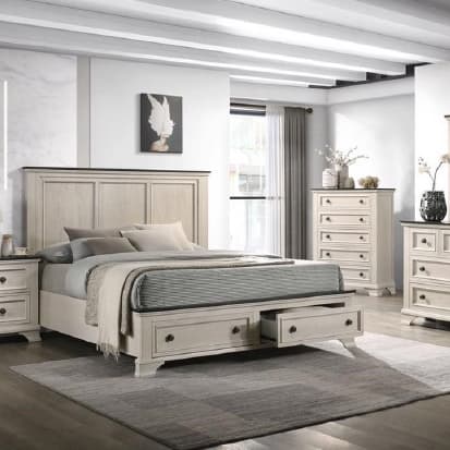 Lifestyle image of the  Whitehaven Bedside Table from Forty Winks