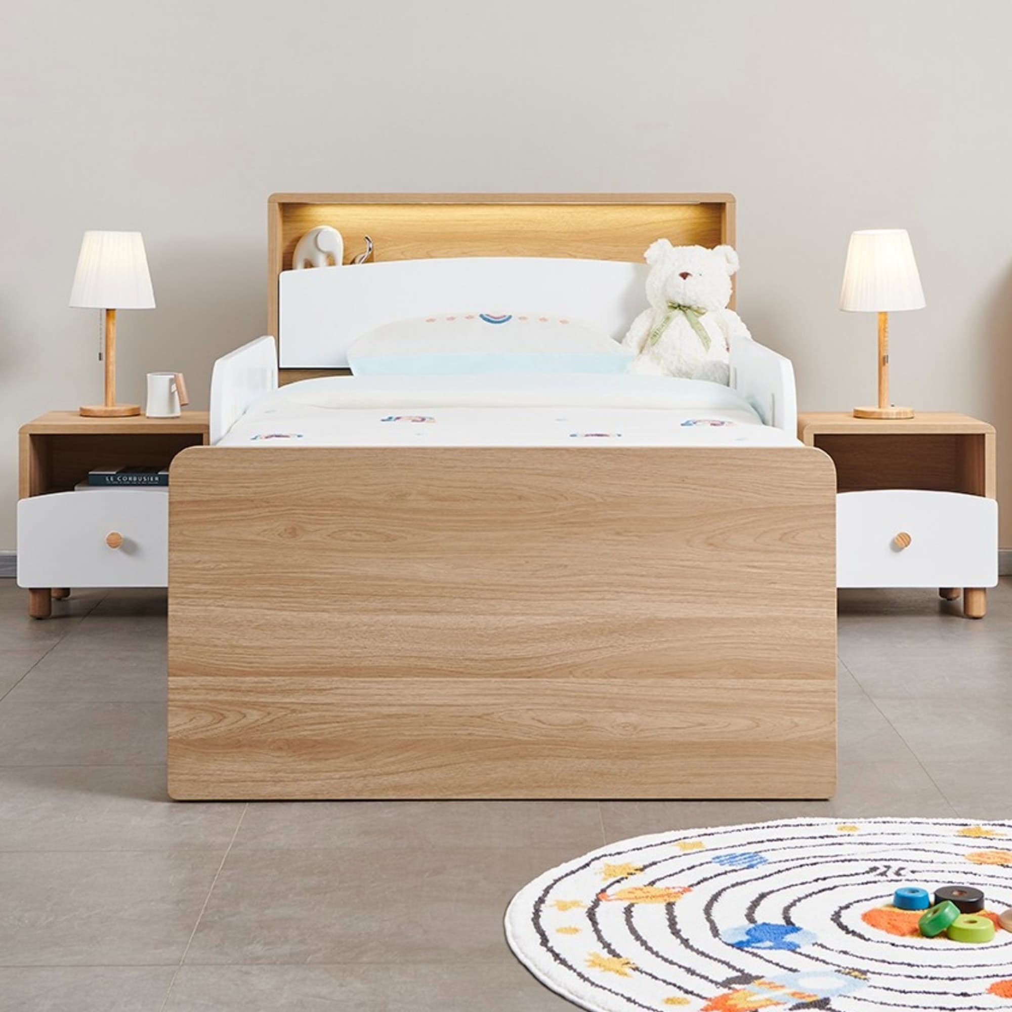 Lifestyle image of the  Luna Ksb Bed W/Single Trundle & Guard Rails from Forty Winks