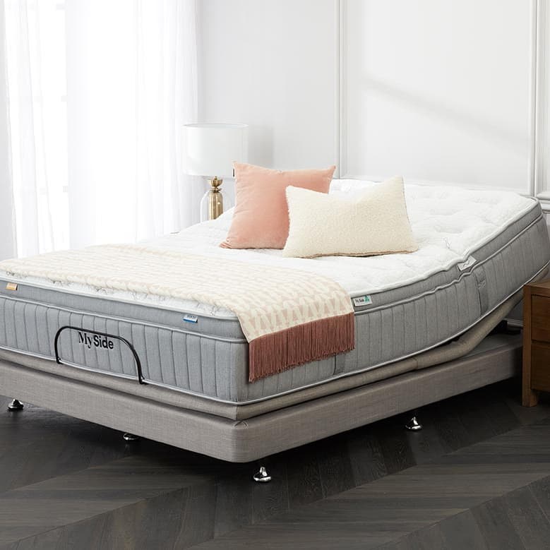 Lifestyle image of the  Myside Gen 3 Qb Mattress Gold/Blue from Forty Winks