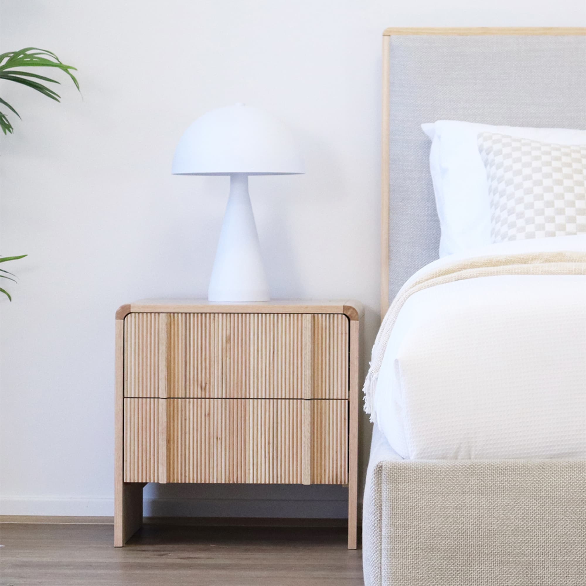 Lifestyle image of the  Bowen Bedside Table from Forty Winks