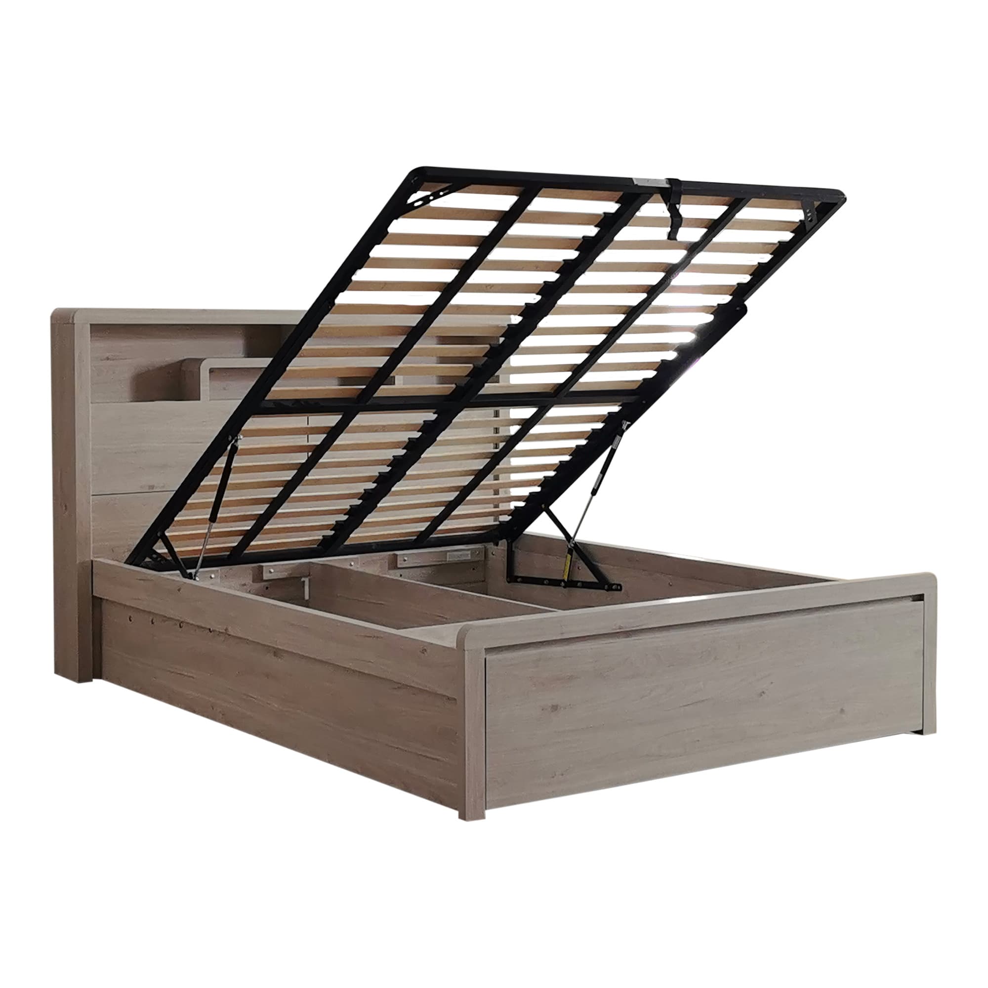 Product image of the  Aria (Milan Oak) Qb Bed W/Front Slat Lift & End Drawer from Forty Winks