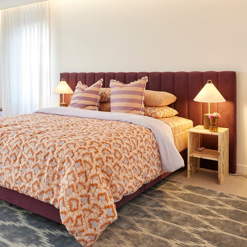 3D image of the Avenue Qb Bedhead W/Samos Base Plush Brinjal from Forty Winks
