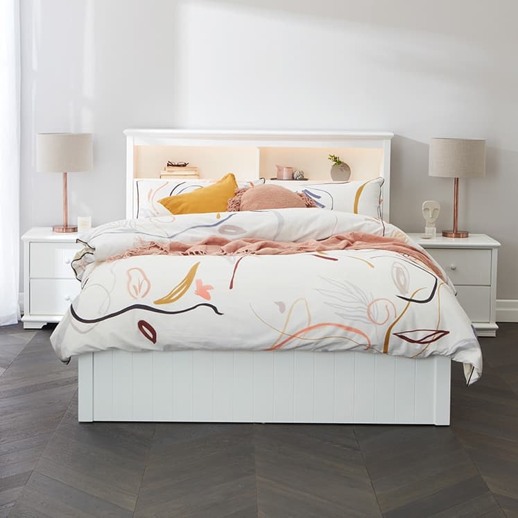 Lifestyle image of the  Bella Qb Bed W/Front Slat Gas Lift from Forty Winks