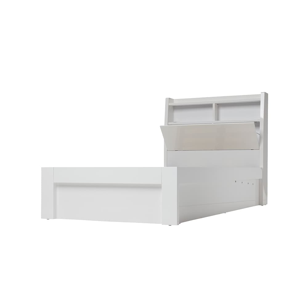 Lifestyle image of the  Ellipse Gloss White Qb Bed W/ Front Slat Gas Lift from Forty Winks