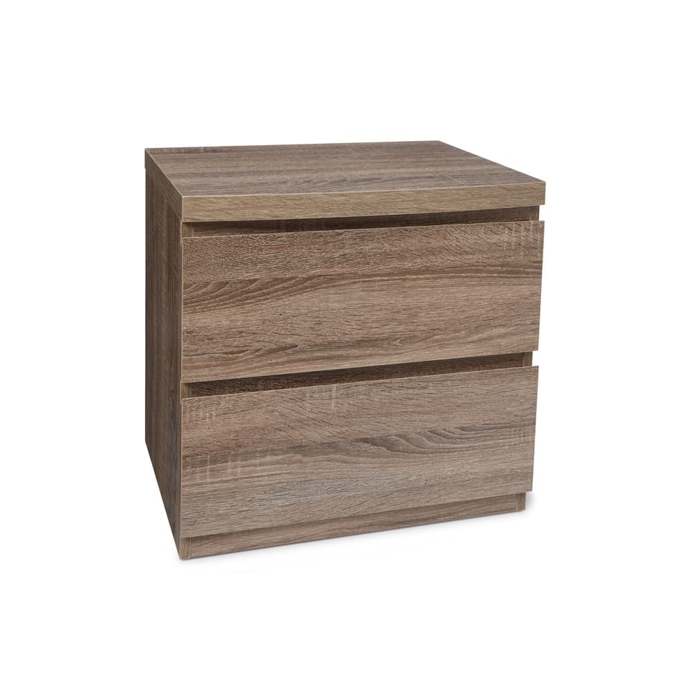 Lifestyle image of the  Ellipse Mocha Bedside Table from Forty Winks