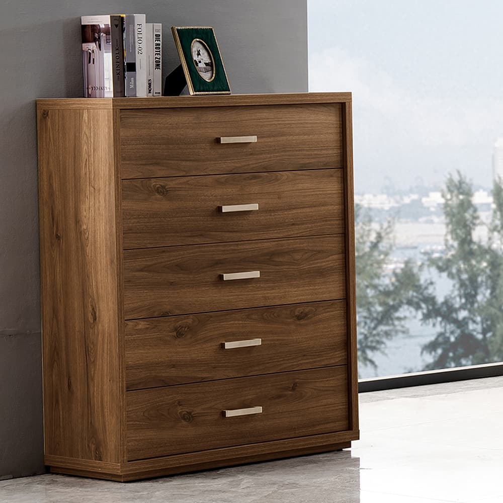 Lifestyle image of the  Bellevue Rustic Walnut Tallboy from Forty Winks