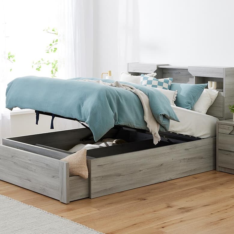 Lifestyle image of the  Sovereign Qb Bed W/Gas Lift & End Drawer Base from Forty Winks