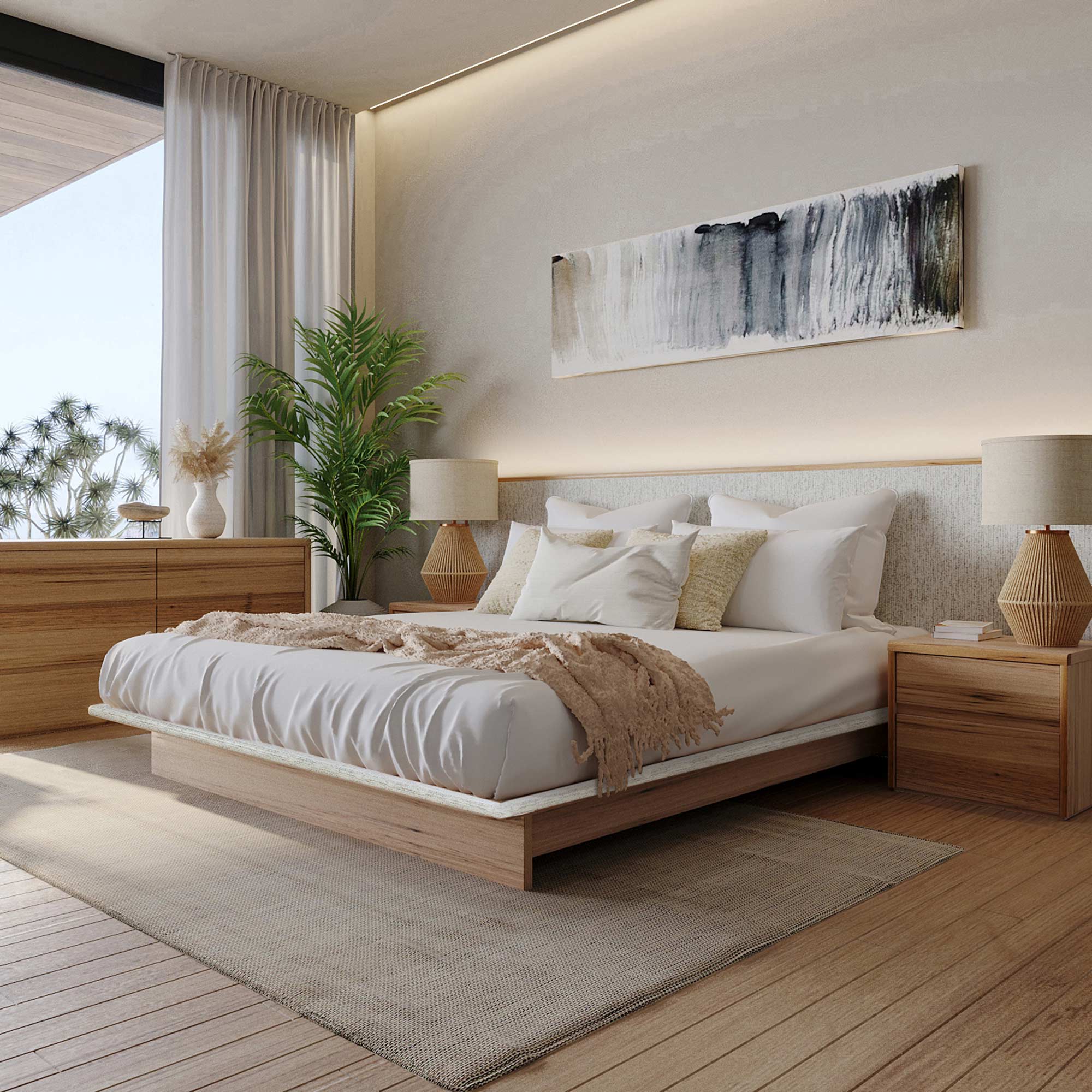 Lifestyle image of the Soho Dresser 6 Drawer (Light Ash) from Forty Winks