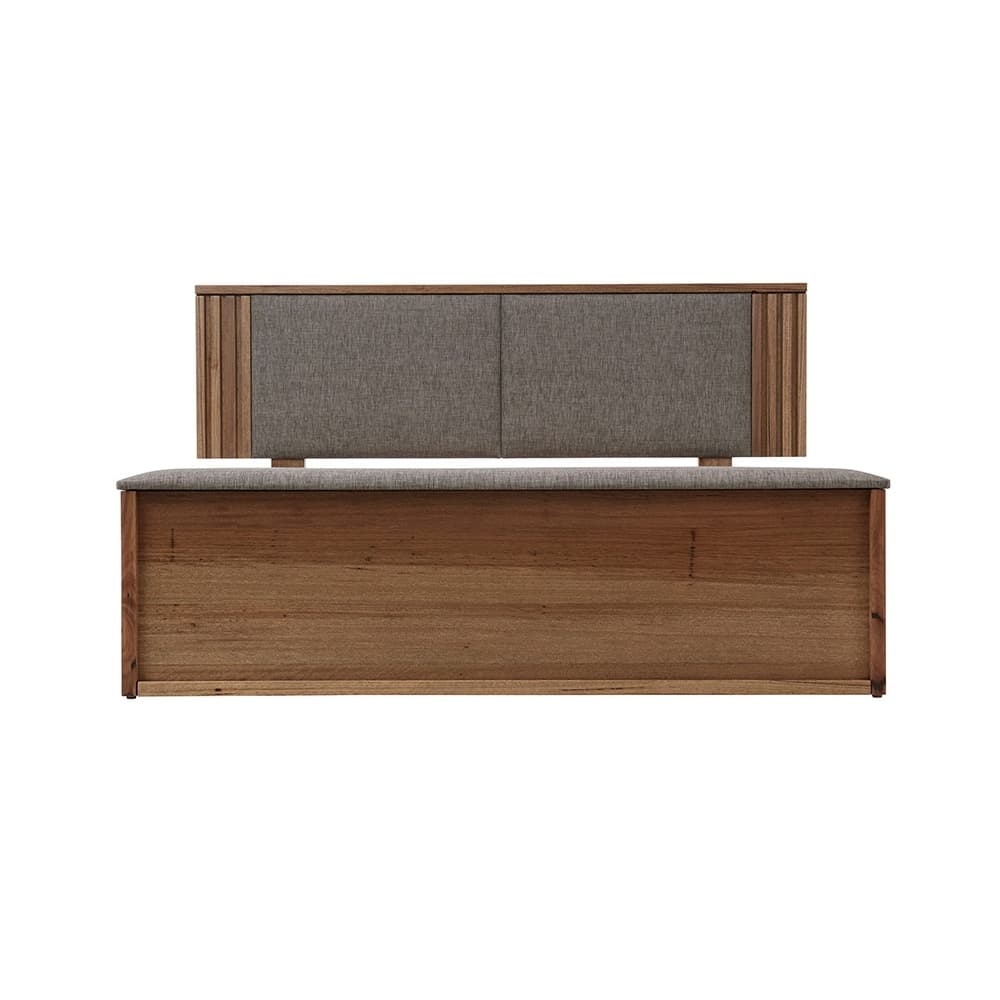 Lifestyle image of the  Bentley Qb Bed W/Blanket Box & East-West Drawer Base (Ghost Gum, Blaze Pepper) from Forty Winks