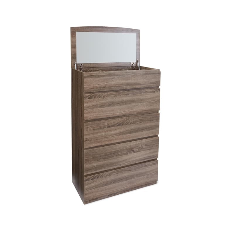 Lifestyle image of the  Ellipse Mocha Tallboy W/Mirror Box from Forty Winks