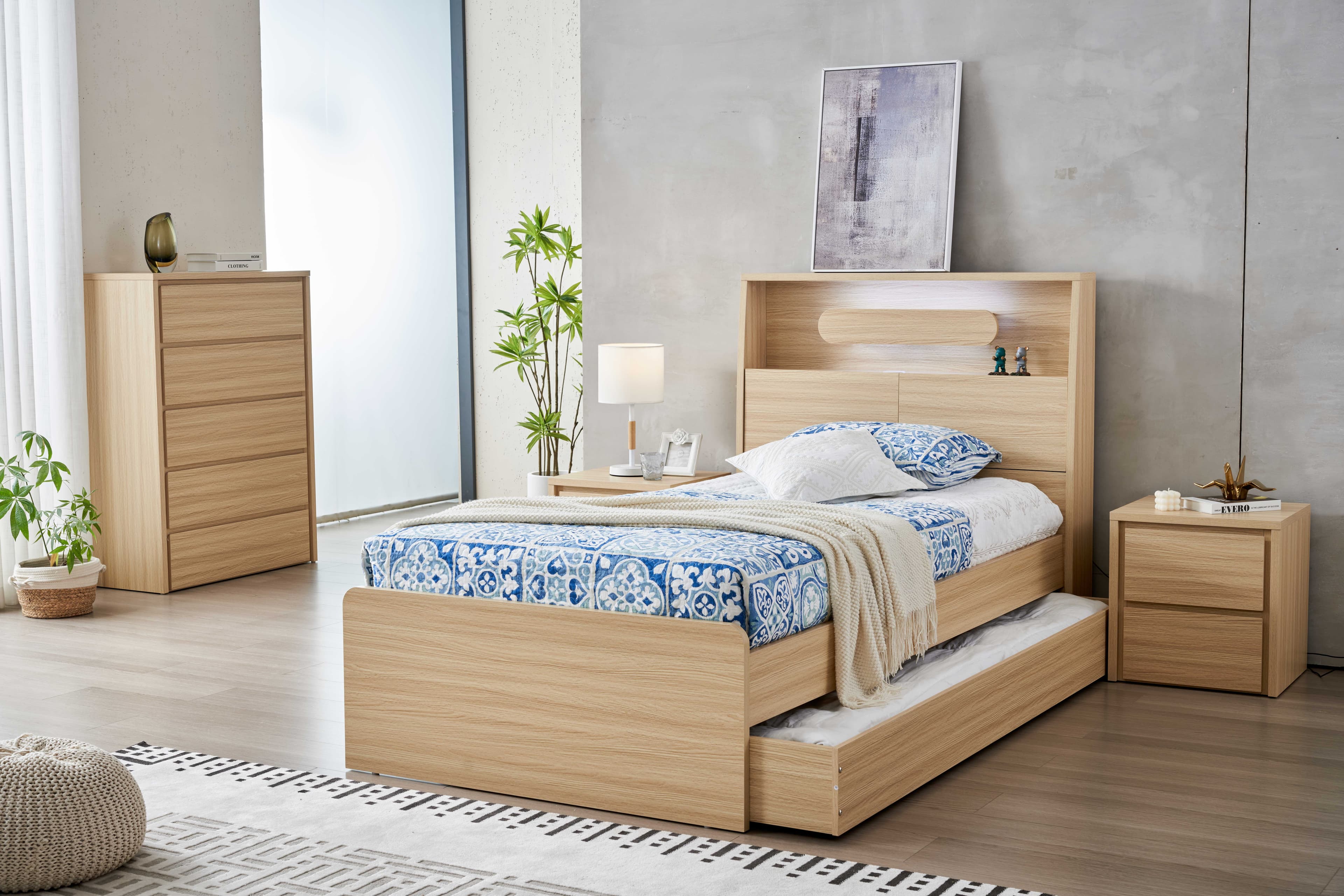 Lifestyle image of the  Nova Alpine Oak Ksb Trundle from Forty Winks