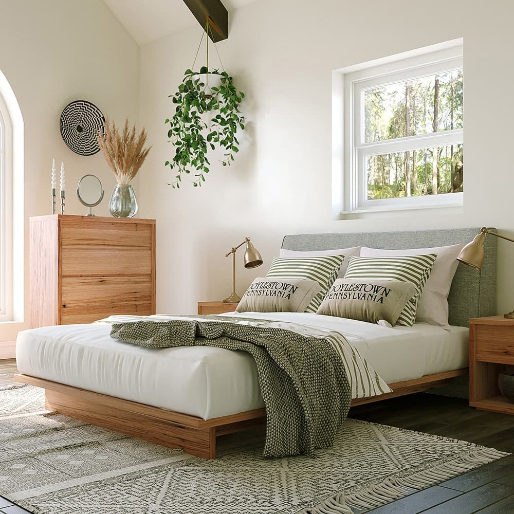 Lifestyle image of the  Lucca Qb Thin Bed (Light Ash) from Forty Winks