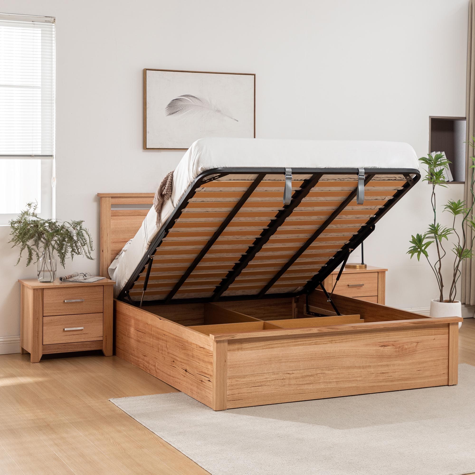 Lifestyle image of the  Portland (Natural) Qb Bed W/Gas Lift from Forty Winks
