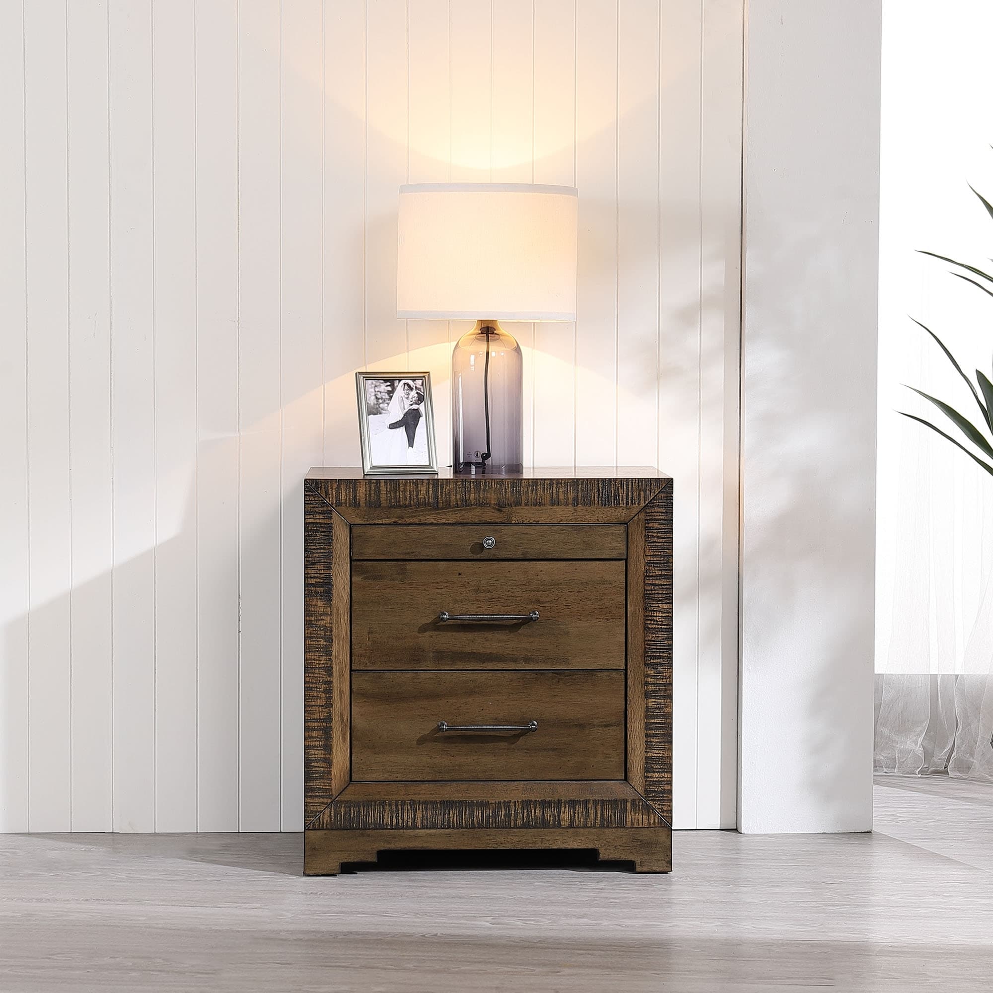 Lifestyle image of the  Bolton Bedside Table from Forty Winks