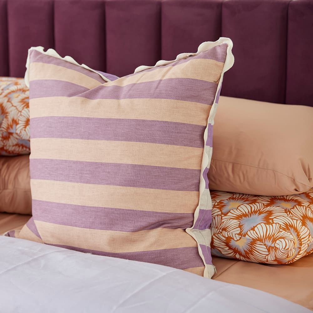 Lifestyle image of the  Avenue Qb Bedhead W/Samos Base Plush Brinjal from Forty Winks
