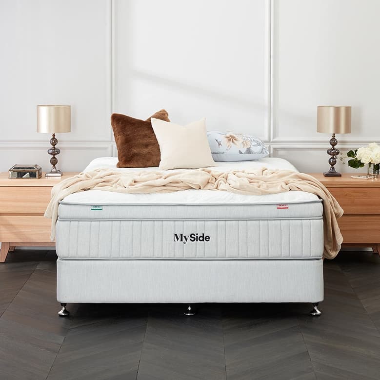 Lifestyle image of the  Myside Gen 5 Qb Mattress Green/Red from Forty Winks
