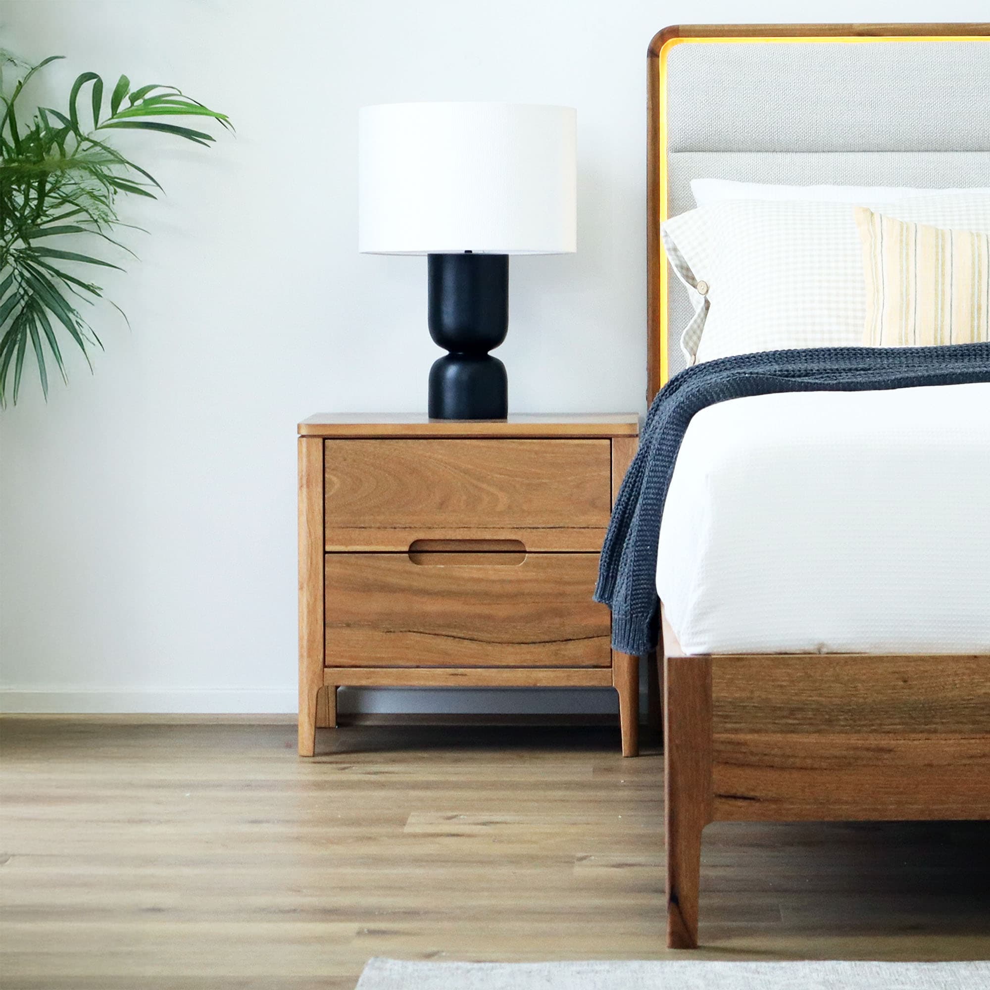 Lifestyle image of the  Broulee Bedside Table from Forty Winks