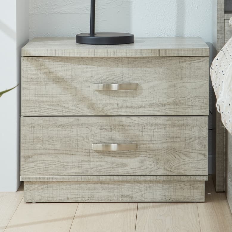 Lifestyle image of the  Argo Rustic Ash Bedside Table from Forty Winks
