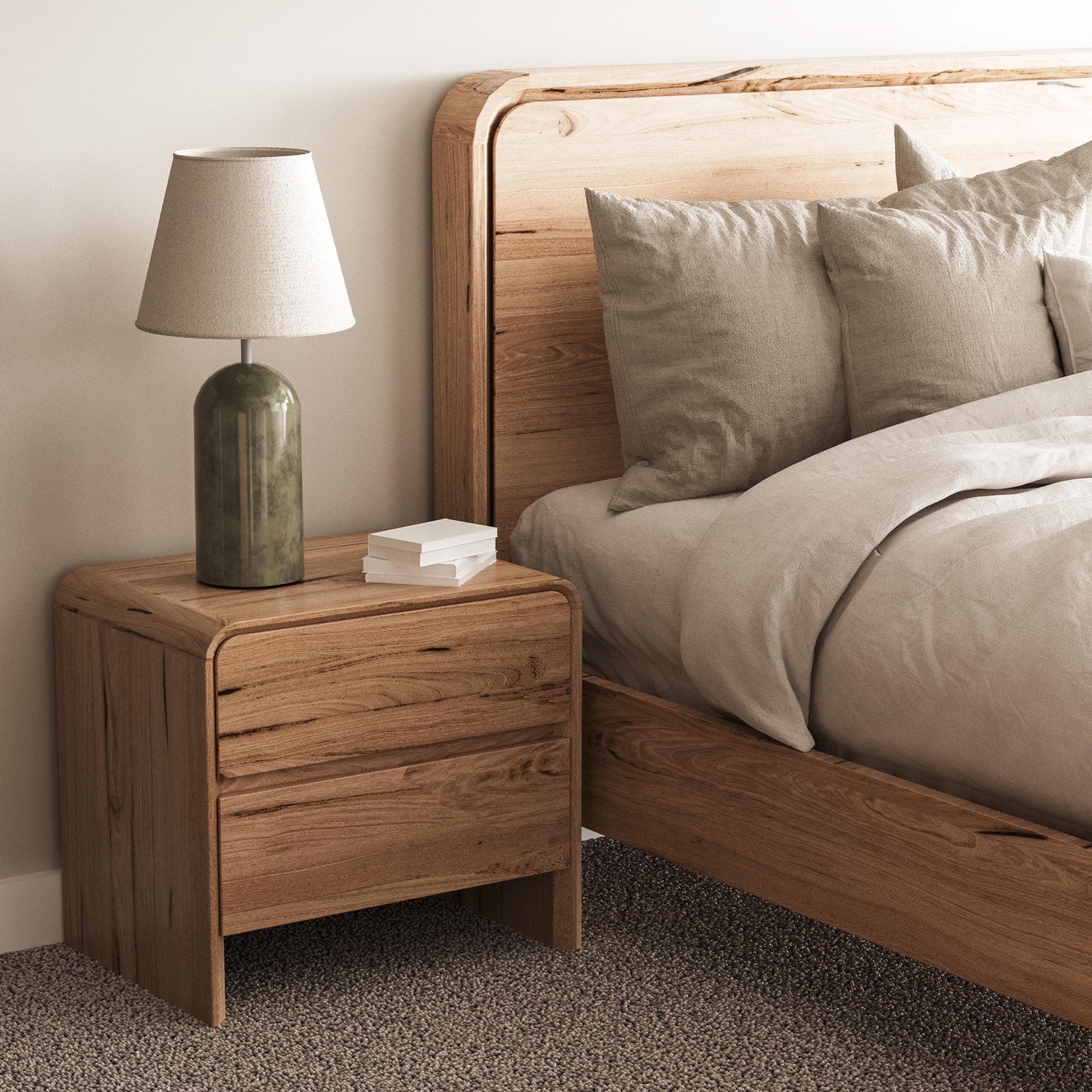 Lifestyle image of the Lena Bedside Table from Forty Winks