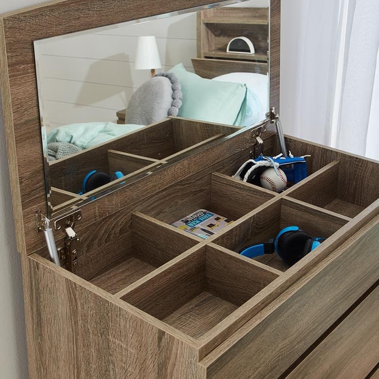 Lifestyle image of the  Ellipse Mocha Tallboy W/Mirror Box from Forty Winks