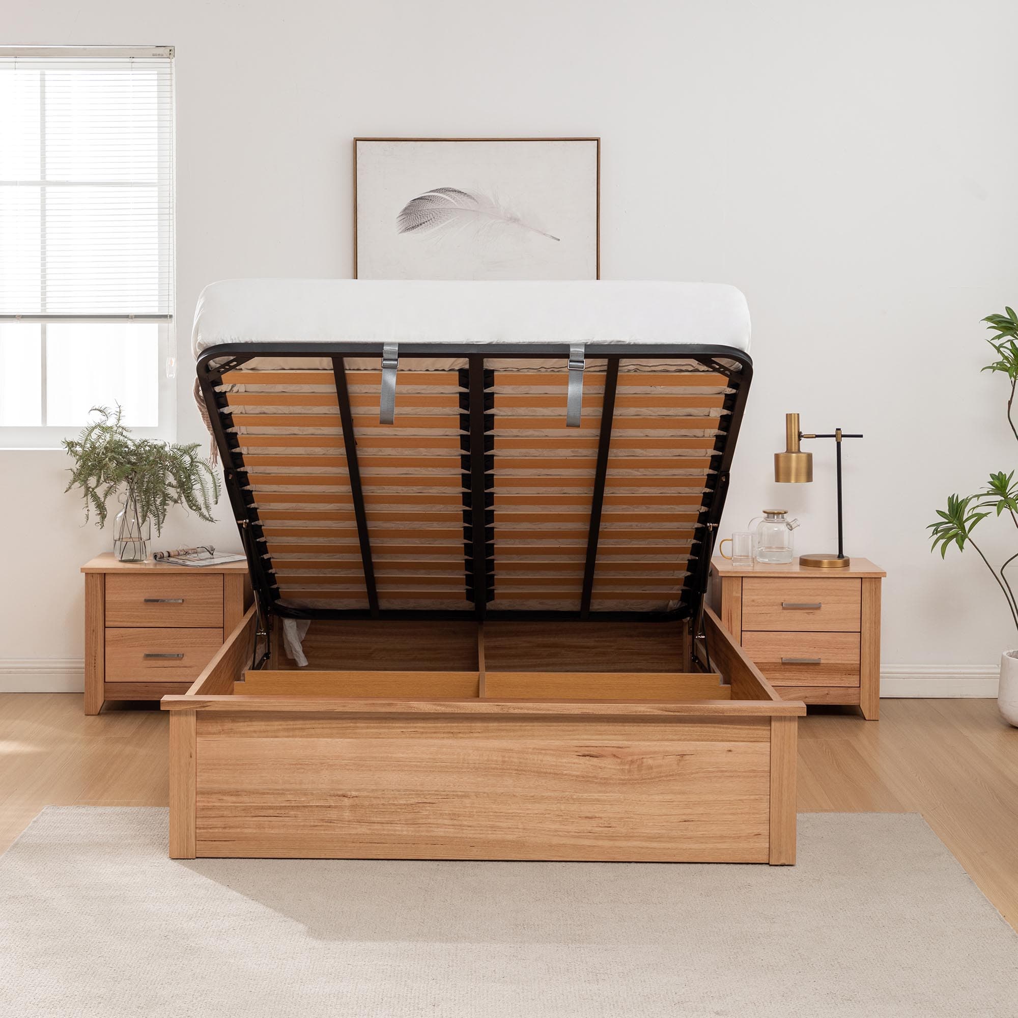 Lifestyle image of the  Portland (Natural) Qb Bed W/Gas Lift from Forty Winks