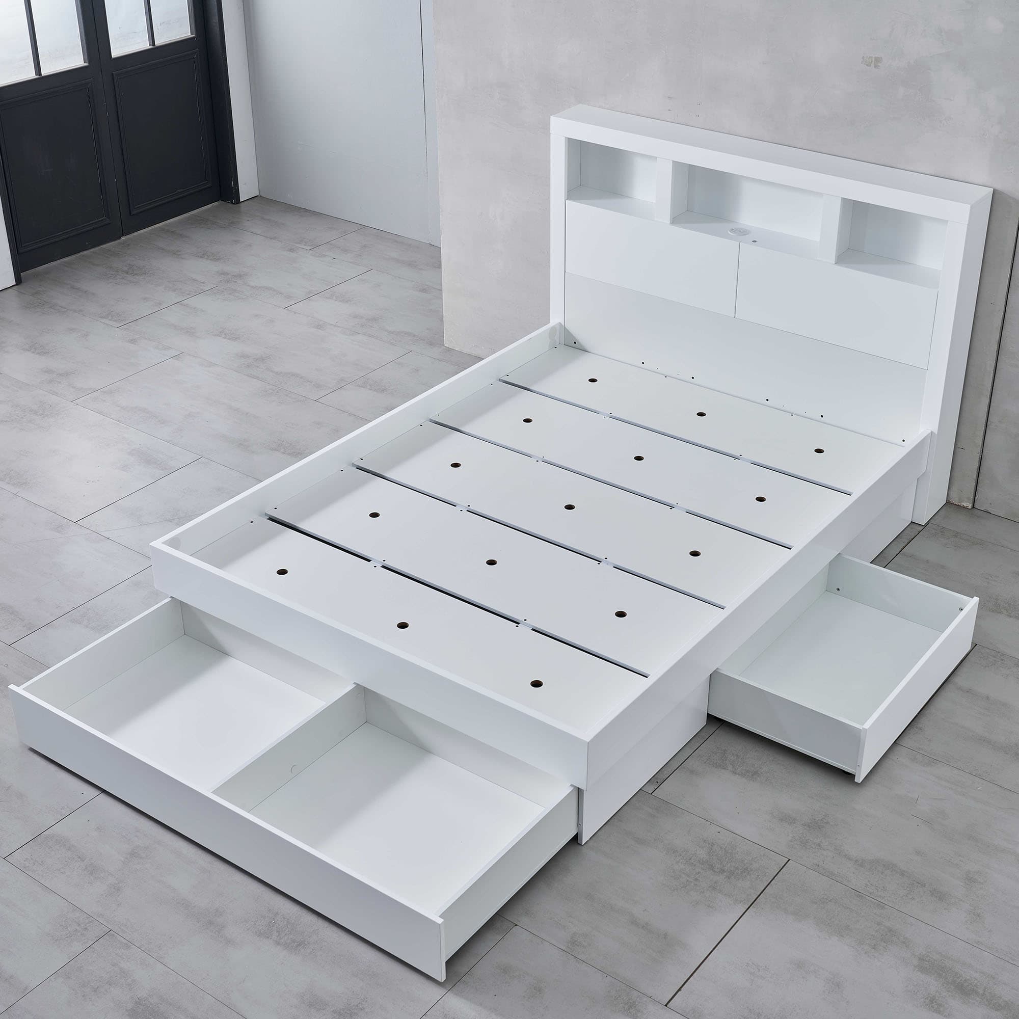 Lifestyle image of the  Lugano Ivory White Qb Bed W/3 Drawers from Forty Winks