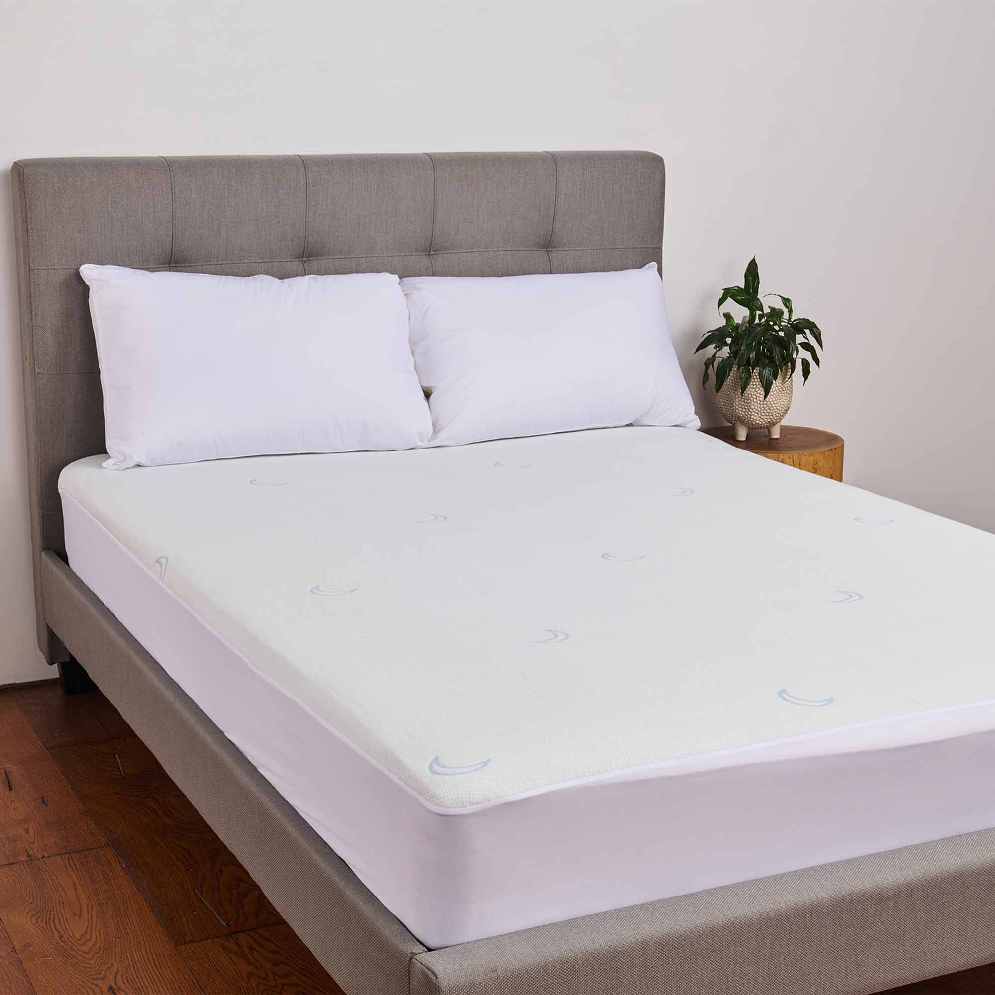 Lifestyle image of the Cool Moon Tencel Mattress Protector Qb from Forty Winks