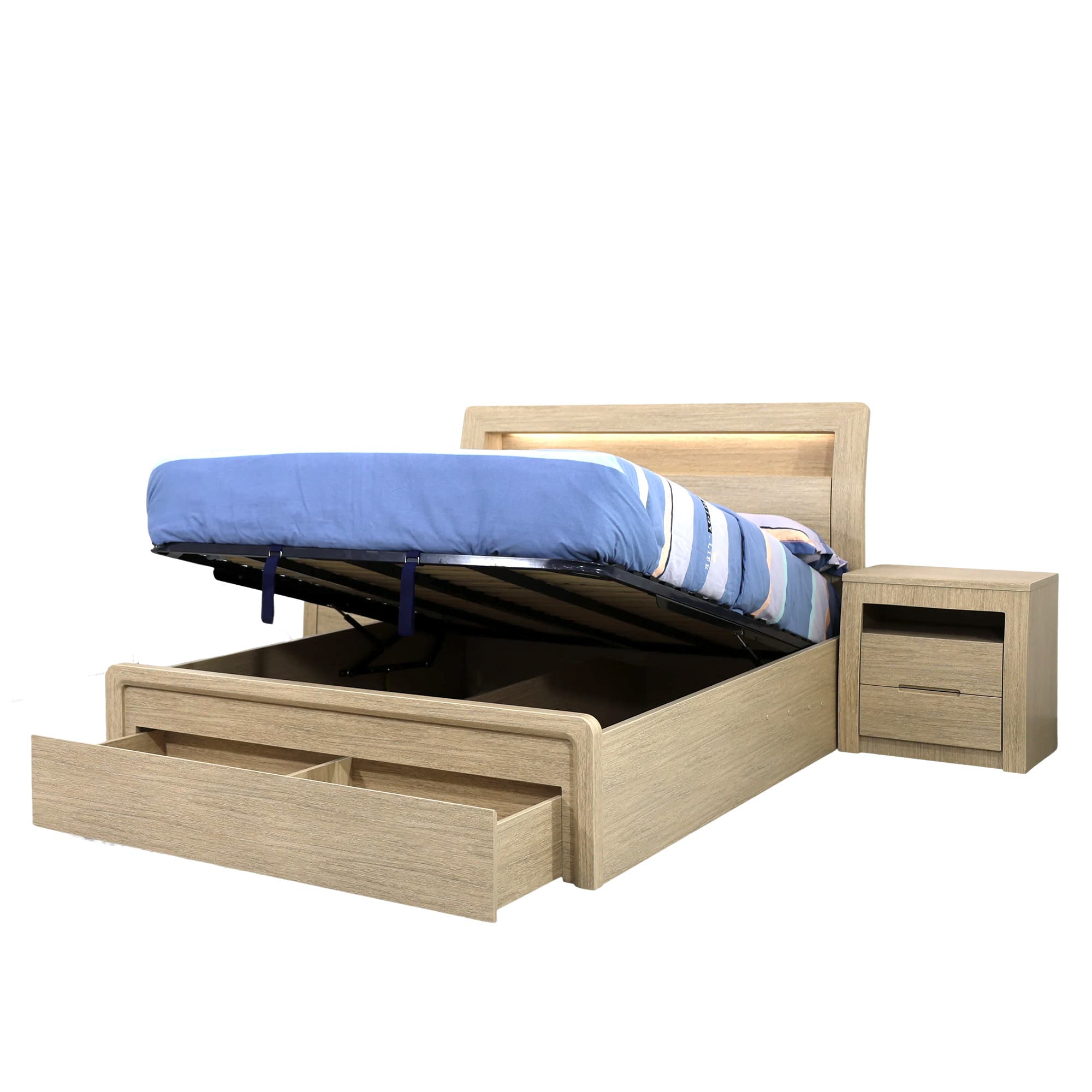 Product image of the  Skyline Qb Bed W/Gas Lift & End Drawer Base from Forty Winks