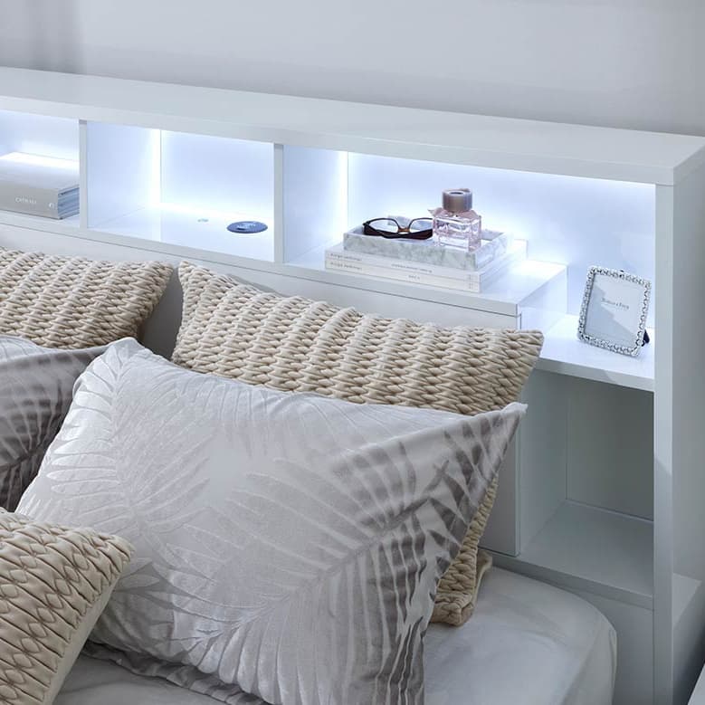 Detail image of the  Argo Gloss White Qb Bed W/Gas Lift & End Drawer Base from Forty Winks