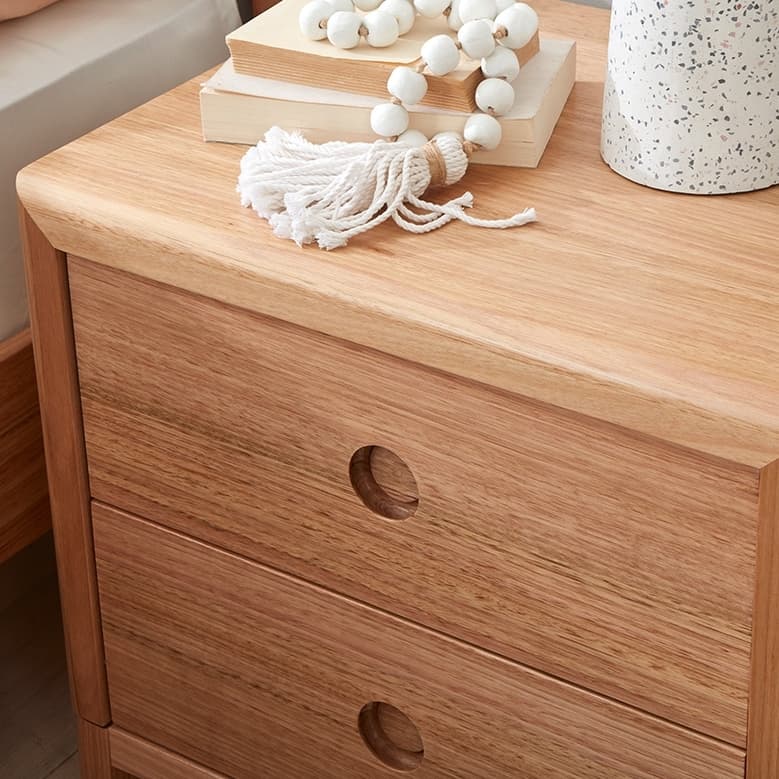 Lifestyle image of the  Airlie Bedside Table 2 Drw (Natural) from Forty Winks