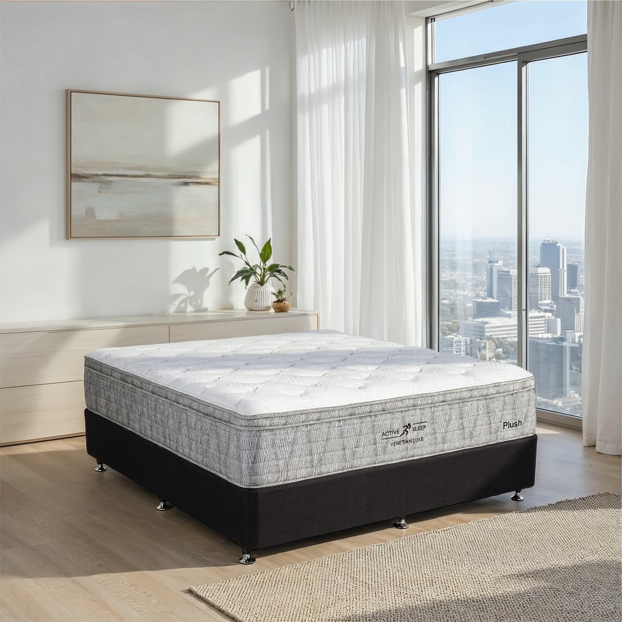 Lifestyle image of the Venetian Luxe Plush Mattress Qb from Forty Winks
