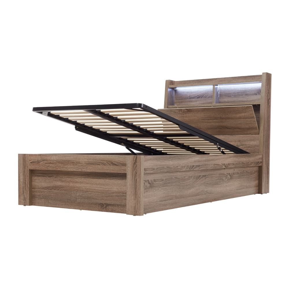 Lifestyle image of the  Ellipse Mocha Qb Bed W/Front Slat Gas Lft from Forty Winks