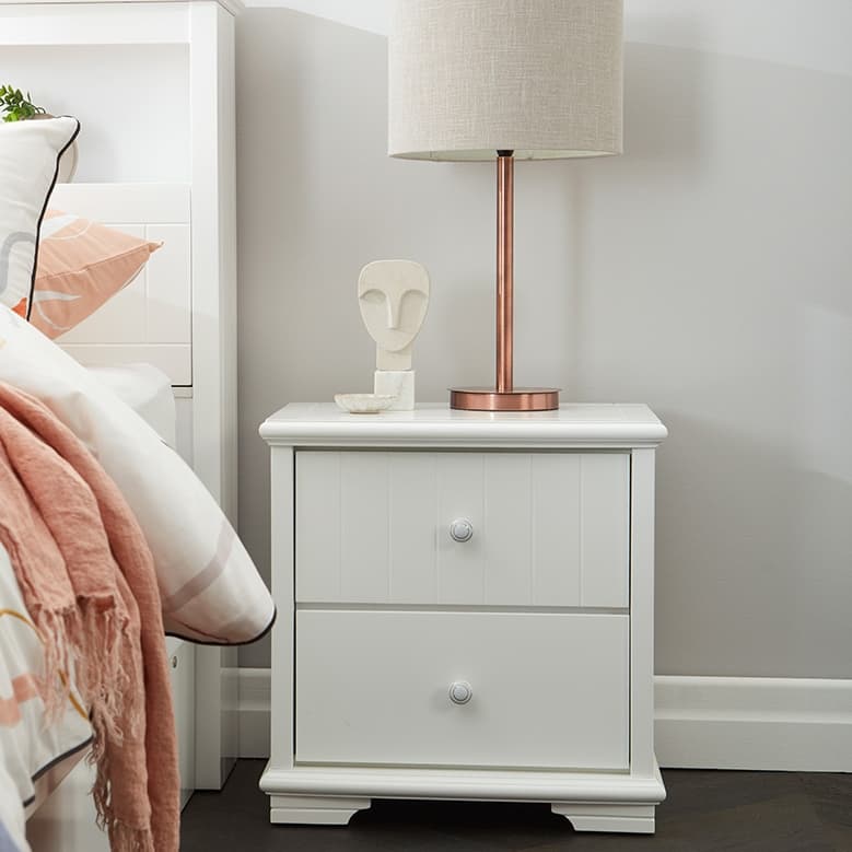 Lifestyle image of the Bella Bedside Table from Forty Winks