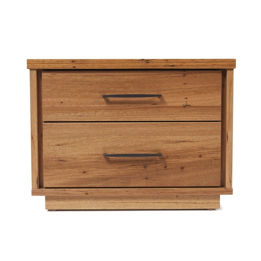 Lifestyle image of the  Alexa Bedside Table 2 Drawer W/Stone Top (Native) from Forty Winks