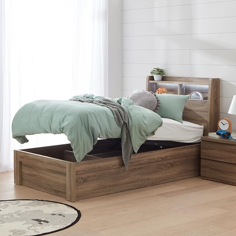 3D image of the Ellipse Mocha Qb Bed W/Front Slat Gas Lft from Forty Winks