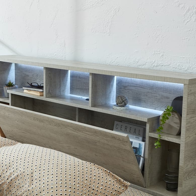 Detail image of the  Argo Rustic Ash Qb Bed W/Gas Lift & End Drawer Base from Forty Winks