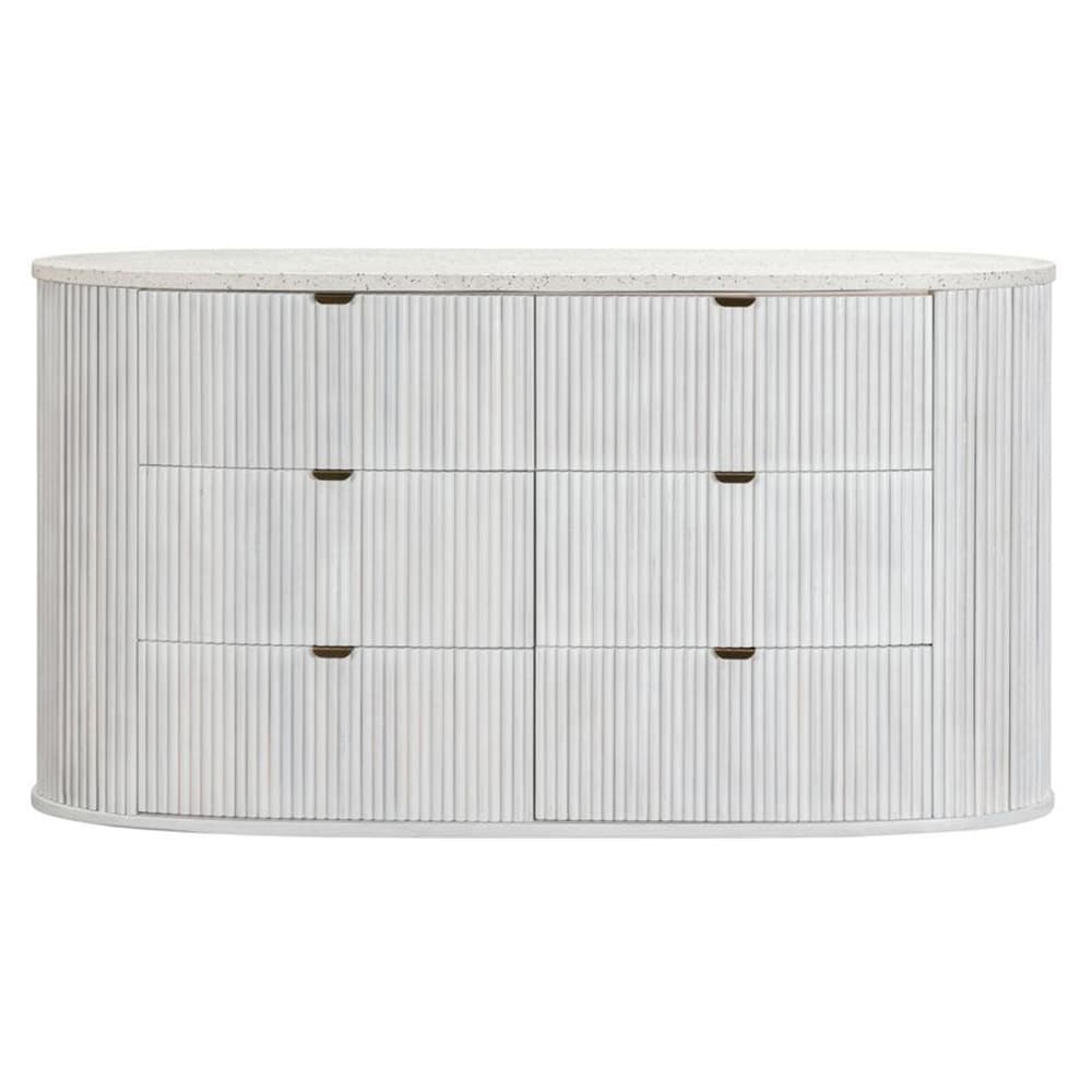 3D image of the Razzo Dressing Table 6Drw Whitewash from Forty Winks