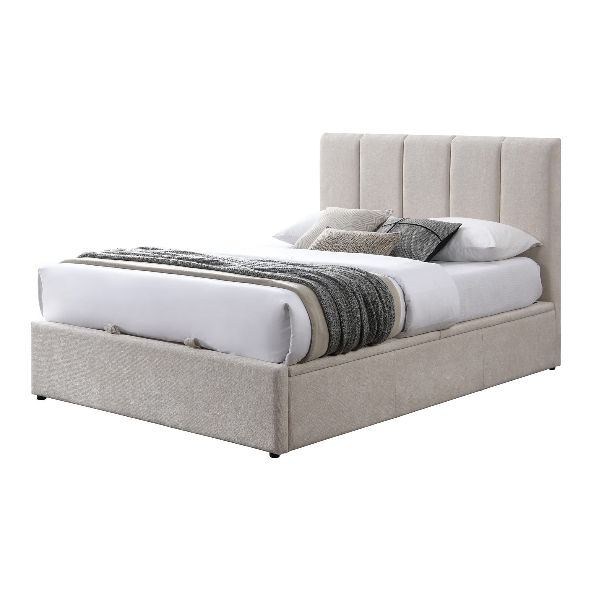 Lifestyle image of the  Harlow Qb Bed W/Gas Lift (Beige) from Forty Winks
