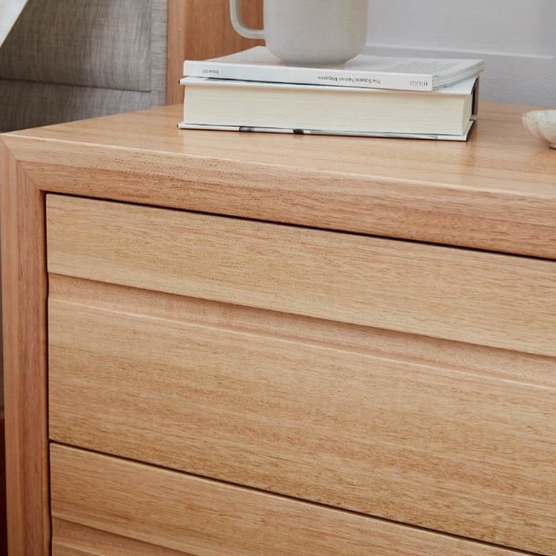 Lifestyle image of the  Rialto Bedside Table 2 Drw (Natural) from Forty Winks