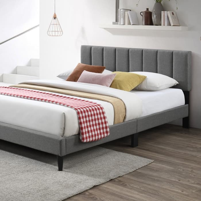 Lifestyle image of the  Lane Qb Channelled Headboard Bed from Forty Winks