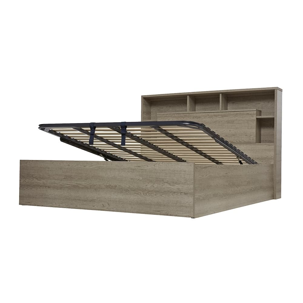 Product image of the  Argo Rustic Ash Qb Bed W/Gas Lift & End Drawer Base from Forty Winks