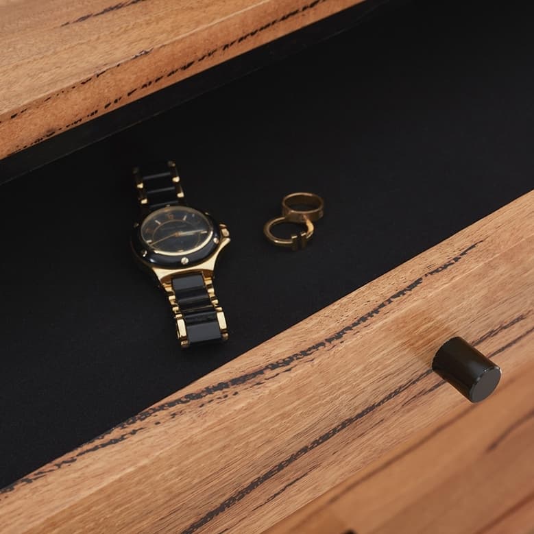 Lifestyle image of the  Maya Bedside Table 2 Drw from Forty Winks