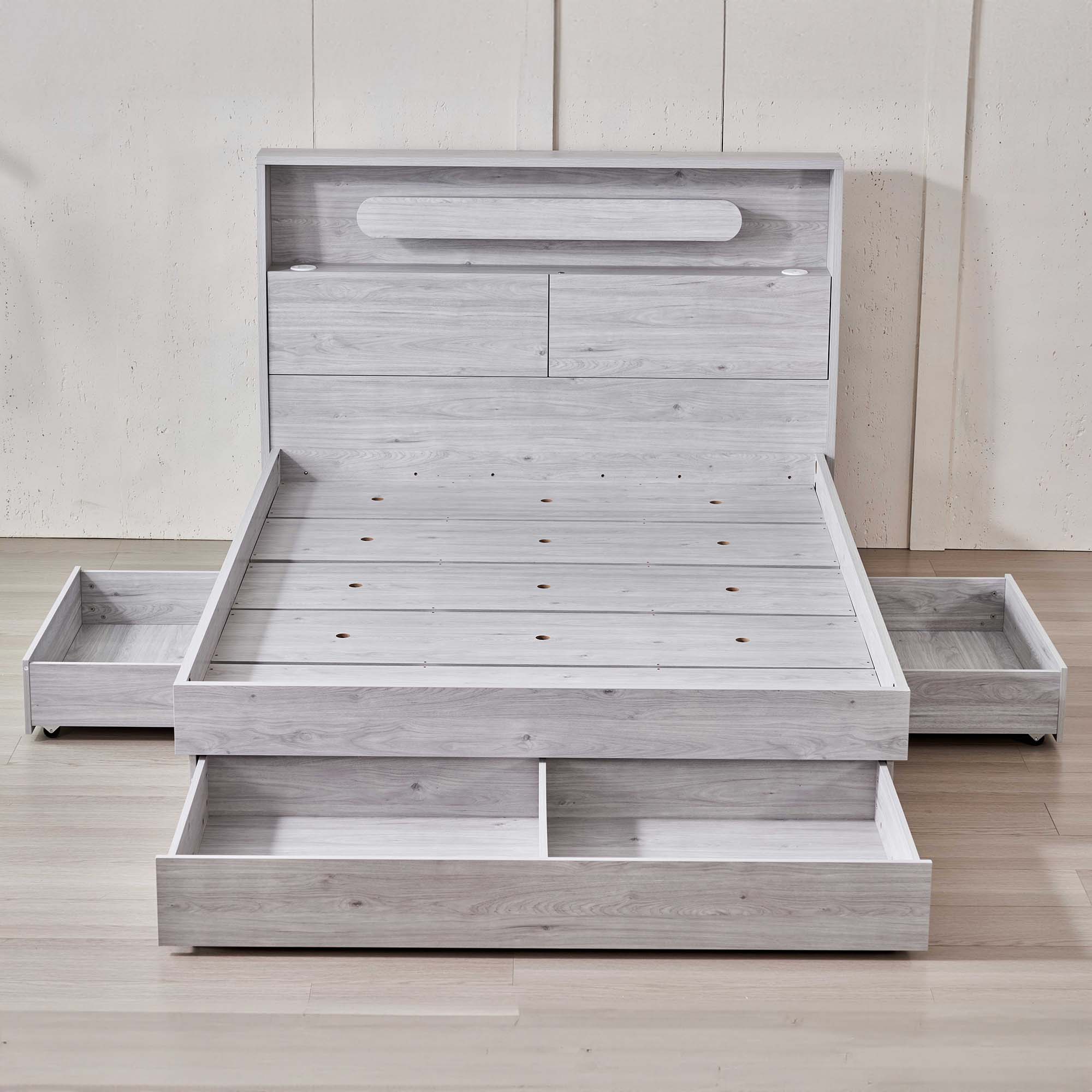 Lifestyle image of the  Nova Stone Oak Qb Bed W/3 Drawers from Forty Winks