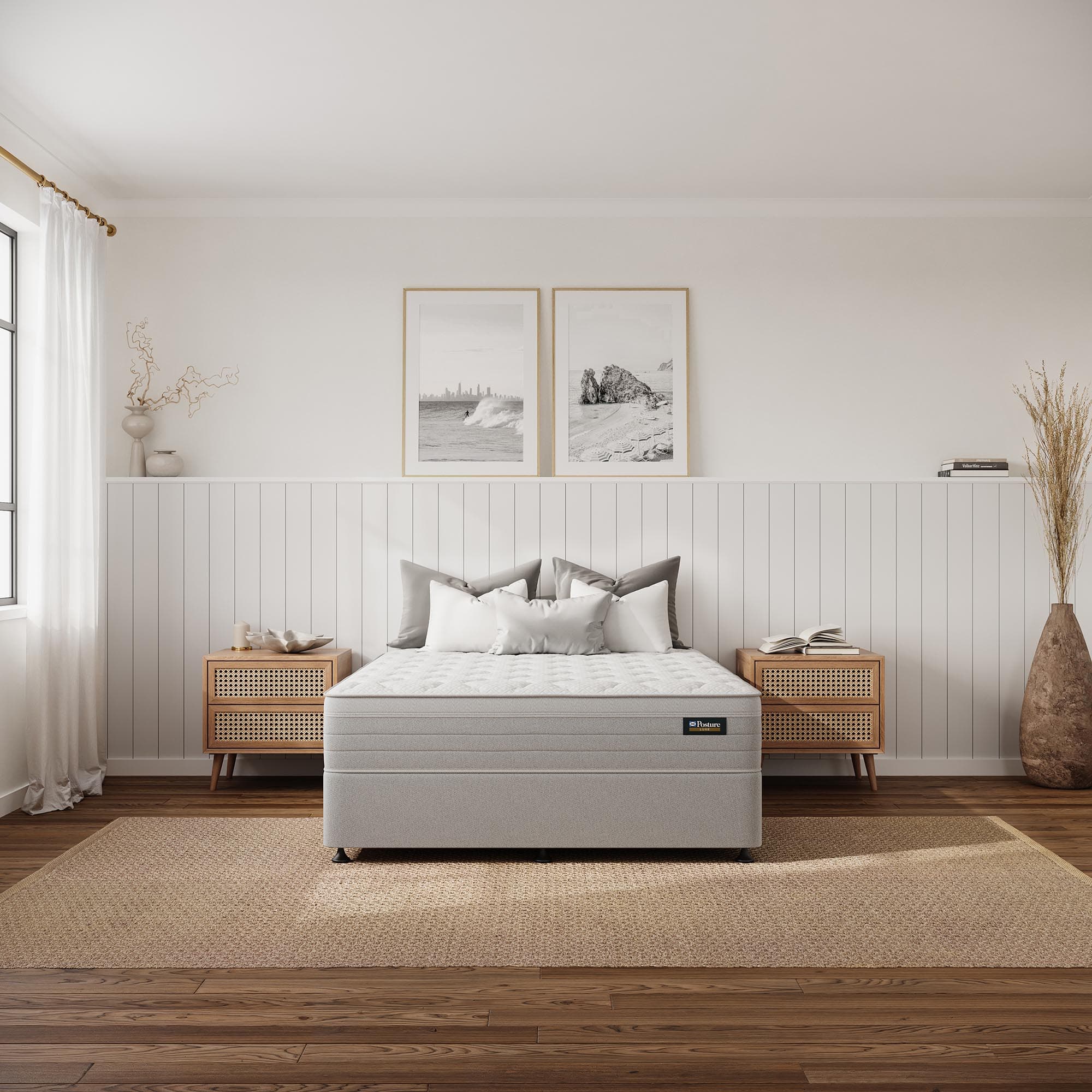 Lifestyle image of the Posture Luxe 2025 (Cadet Grey) Qb Base from Forty Winks