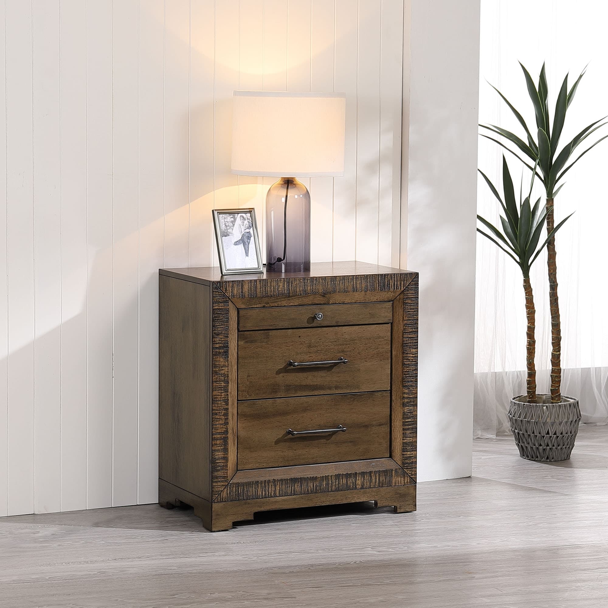 Lifestyle image of the  Bolton Bedside Table from Forty Winks