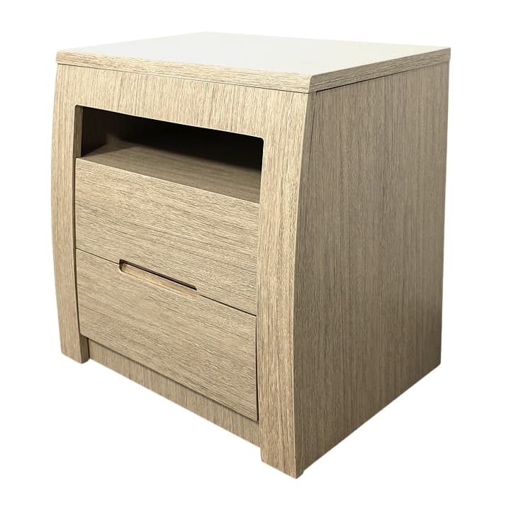 Lifestyle image of the  Skyline Bedside Table from Forty Winks