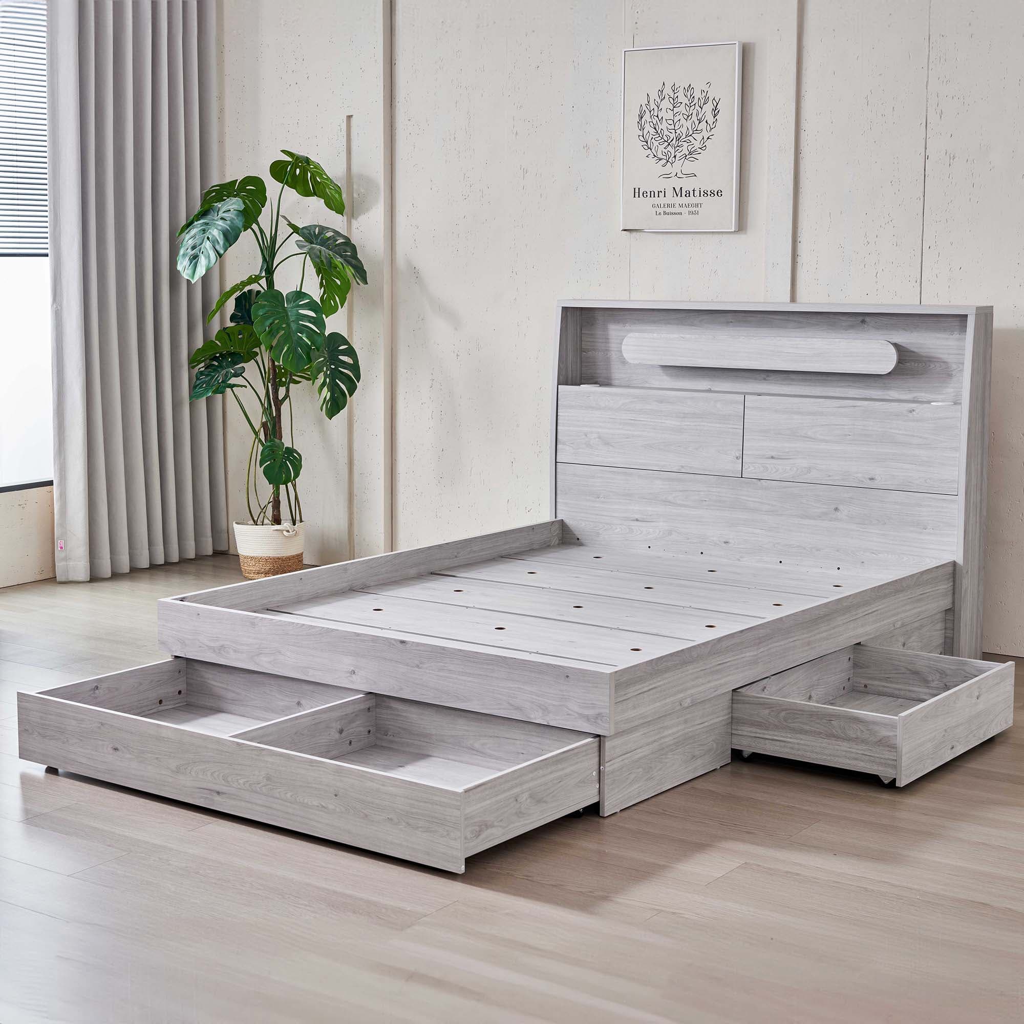 3D image of the Nova Stone Oak Qb Bed W/3 Drawers from Forty Winks