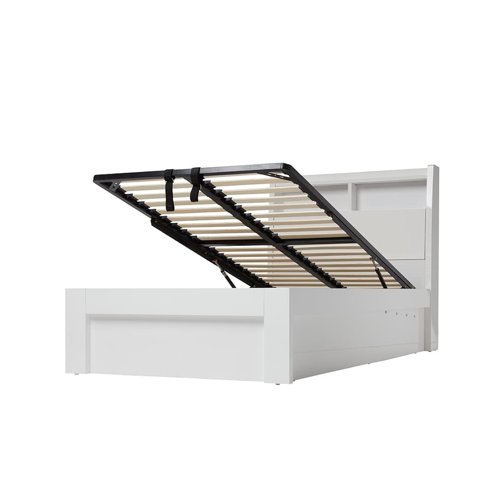 3D image of the Ellipse Gloss White Qb Bed W/ Front Slat Gas Lift from Forty Winks